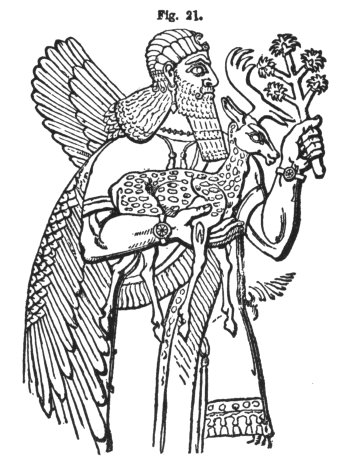 Рис. 21: Ассирийское божество с пятнистым олененком